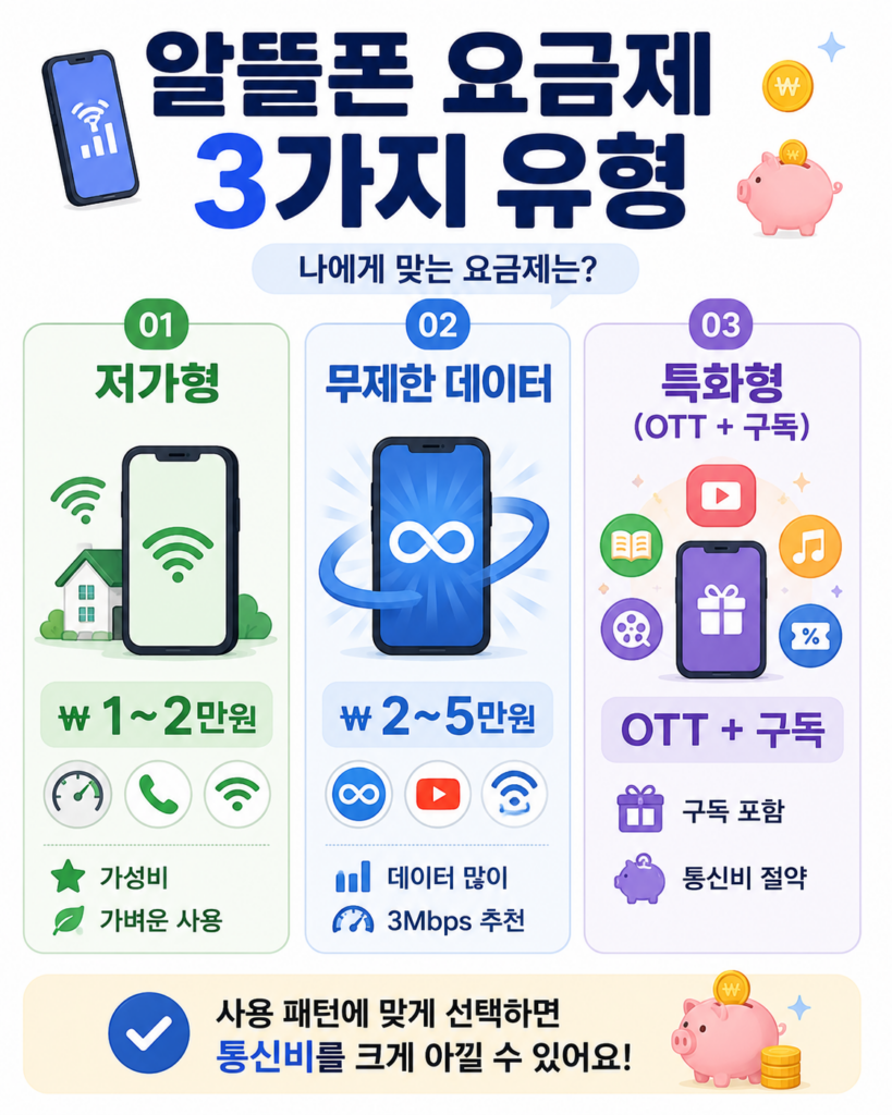 알뜰폰 요금제 유형별